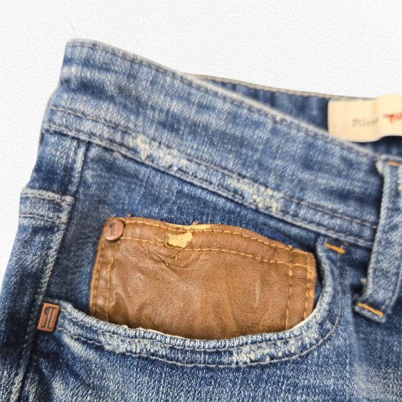 Pilcro Anthropologie Patchwork Mixed Fabric Mid-Rise Straight Leg Jeans Size 27 - Picture 4 of 12